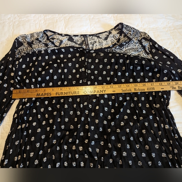 Massini rayon blouse black print size small - Picture 8 of 8